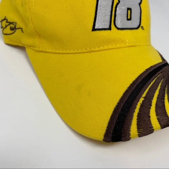 Mens Kyle Busch #18 M&Ms NASCAR Racing Strapback Hat Cap Yellow Adjustable - Picture 2 of 6